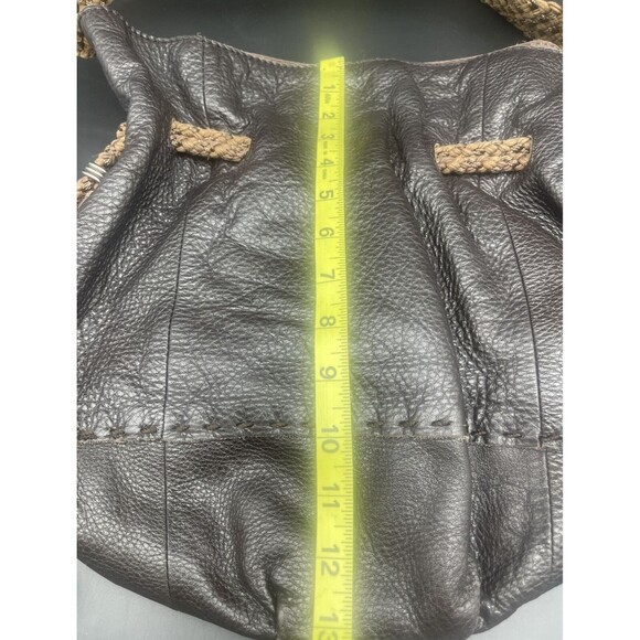 THE SAK  Brown Leather Purse W/ Woven Handle - Picture 3 of 7